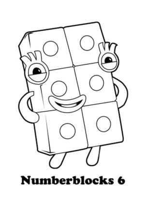 Numberblocks boyama sayfası,  coloring page, NumberBlocks 6 Eğlenceli, 