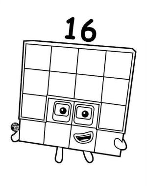 Numberblocks boyama sayfası,  coloring page, Numberblocks 16, 