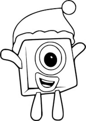 Numberblocks boyama sayfası,  coloring page, Noel şapka ile numberBlocks 1, 