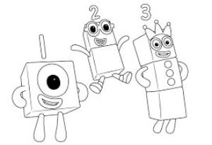 Numberblocks boyama sayfası,  coloring page, Sayısal bloklar 1 ila 3, 