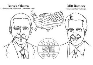 Obama boyama sayfası,  coloring page, Barack Obama y Mitt Romney, 