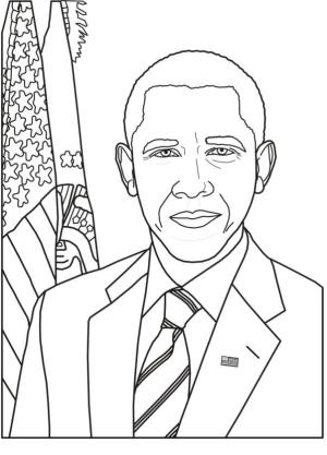 Obama boyama sayfası,  coloring page, Cara de Obama, 