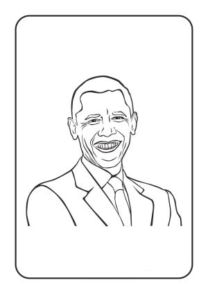 Obama boyama sayfası,  coloring page, Obama Bayrağı, 