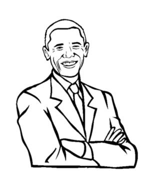 Obama boyama sayfası,  coloring page, Obama Komik, 