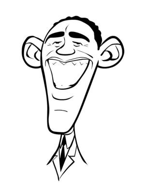 Obama boyama sayfası,  coloring page, Caricatura de Barack Obama, 