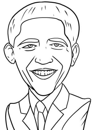 Obama boyama sayfası,  coloring page, Sevimli Obama, 