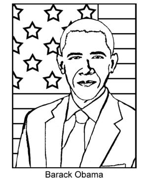 Obama boyama sayfası,  coloring page, Gülümseyen Obama, 