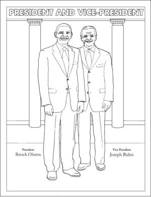 Obama boyama sayfası,  coloring page, Başkan Barack Obama ve Başkan Yardımcısı Joe Biden, 