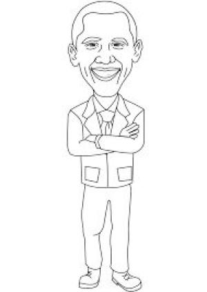 Obama boyama sayfası,  coloring page, Mutlu Obama, 