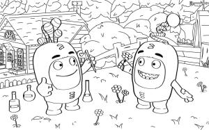 Oddbods boyama sayfası,  coloring page, Oddbods’tan Bubbles ve Newt, 