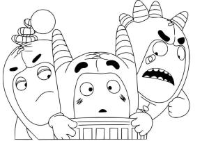 Oddbods boyama sayfası,  coloring page, Oddbods’tan Newt, Pogo ve Fuse, 