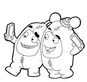 Oddbods boyama sayfası,  coloring page, Oddbods’tan Jeff ve Newt, 