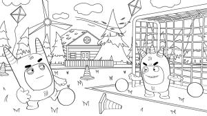 Oddbods boyama sayfası,  coloring page, Oddbods’tan Pogo ve Fuse, 