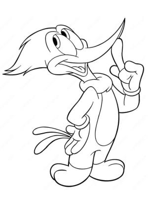 Ağaçkakan Woody boyama sayfası,  coloring page, Woody Ağaçkakan Düşünme, 