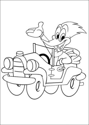 Ağaçkakan Woody boyama sayfası,  coloring page, Arabalı Ağaçkakan Ağaçkakan, 