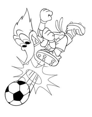 Ağaçkakan Woody boyama sayfası,  coloring page, Woody Ağaçkakan Futbol Oynuyor, 