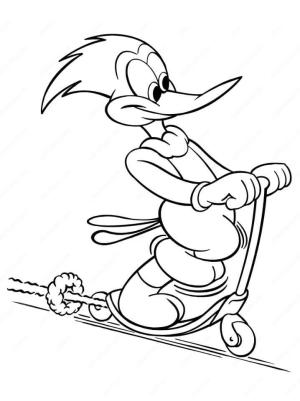 Ağaçkakan Woody boyama sayfası,  coloring page, Woody Ağaçkakan Ve Bisiklet Scooter, 