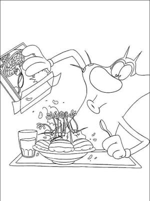 Oggy ve Hamamböceği boyama sayfası,  coloring page, Oggy Hamamböceği Yeme, 