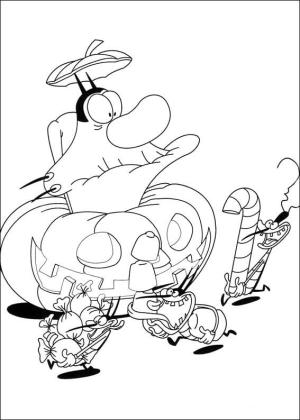 Oggy ve Hamamböceği boyama sayfası,  coloring page, Şirin Oggy ve Cadılar Bayramı’nda Hamamböceği, 