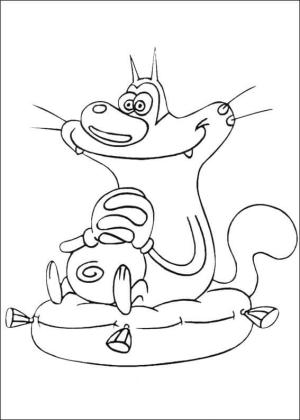 Oggy ve Hamamböceği boyama sayfası,  coloring page, Oggy Oturma, 