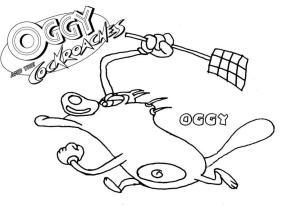 Oggy boyama sayfası,  coloring page, Hamamböceği Raketli Oggy, 