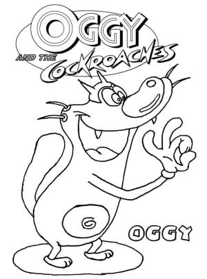 Oggy boyama sayfası,  coloring page, Sonriendo Oggy, 