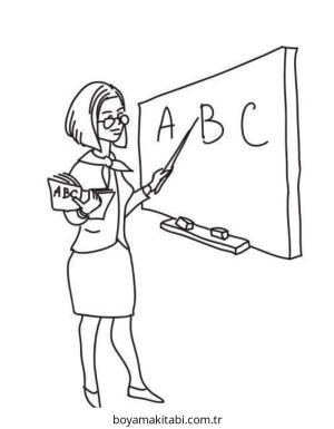 Öğretmen boyama sayfası – basit çizim, kolay boyama