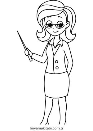 Öğretmen boyama sayfası – çocuklar için, çizgi film temalı