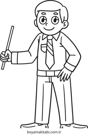 Öğretmen boyama sayfası – eğlenceli etkinlik, el becerilerini geliştirir