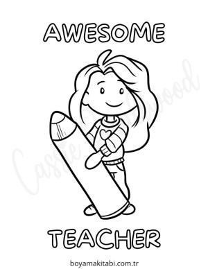 Öğretmen boyama sayfası – evde etkinlik, ücretsiz yazdır