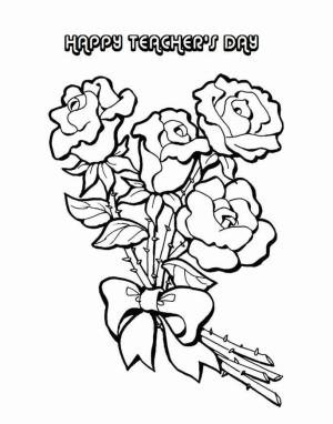 Öğretmenler Günü boyama sayfası,  coloring page, Mutlu Öğretmenler Günü ile çiçek, 