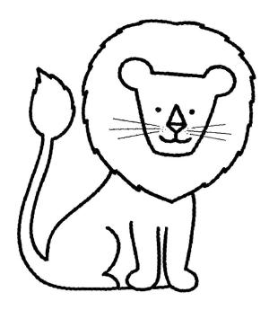 Okul öncesi boyama sayfası,  coloring page, Çocuk için Aslan, 