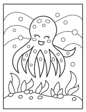 Okul öncesi boyama sayfası,  coloring page, Çocuk için Ahtapot, 