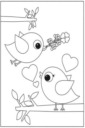 Okul öncesi boyama sayfası,  coloring page, Okul öncesi Için Iki Kuş, 