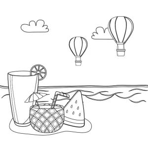 Okul öncesi boyama sayfası,  coloring page, Çocuk için Plaj, 