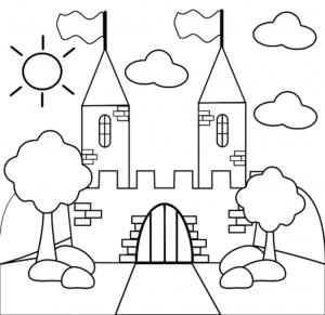 Okul öncesi boyama sayfası,  coloring page, Çocuk için Kale, 