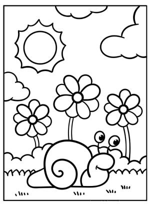 Okul öncesi boyama sayfası,  coloring page, Çocuk için Salyangoz, 