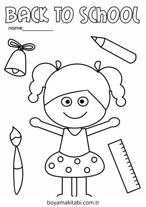 Okul boyama sayfası – sanatsal çalışma, çocuklar için