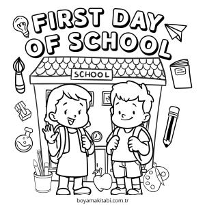 Okul boyama sayfası – renkli çizimler, okul öncesi