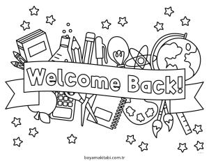 Okula Dönüş boyama sayfası – renkli çizimler, okul öncesi