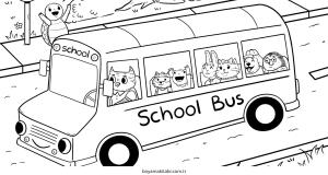 Okula Dönüş boyama sayfası – basit çizim, kolay boyama