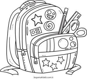 Okula Dönüş boyama sayfası – çizgi film temalı, basit çizim