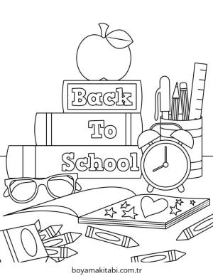 Okula Dönüş boyama sayfası – çocuklar için, çizgi film temalı
