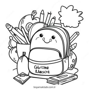 Okula Dönüş boyama sayfası – yaratıcılık, eğlenceli etkinlik