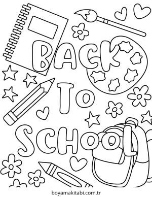 Okula Dönüş boyama sayfası – basit çizim, kolay boyama