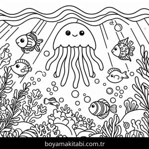 Okyanus boyama sayfası – eğitici aktivite, yaratıcılık