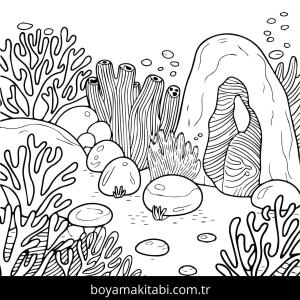 Okyanus boyama sayfası – basit çizim, kolay boyama