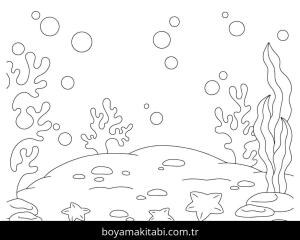 Okyanus boyama sayfası – okul öncesi, evde etkinlik