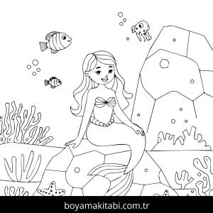 Okyanus boyama sayfası – çocuk aktivitesi, PDF indir