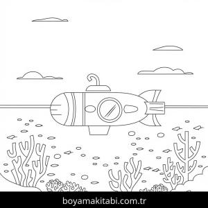 Okyanus boyama sayfası – basit çizim, kolay boyama